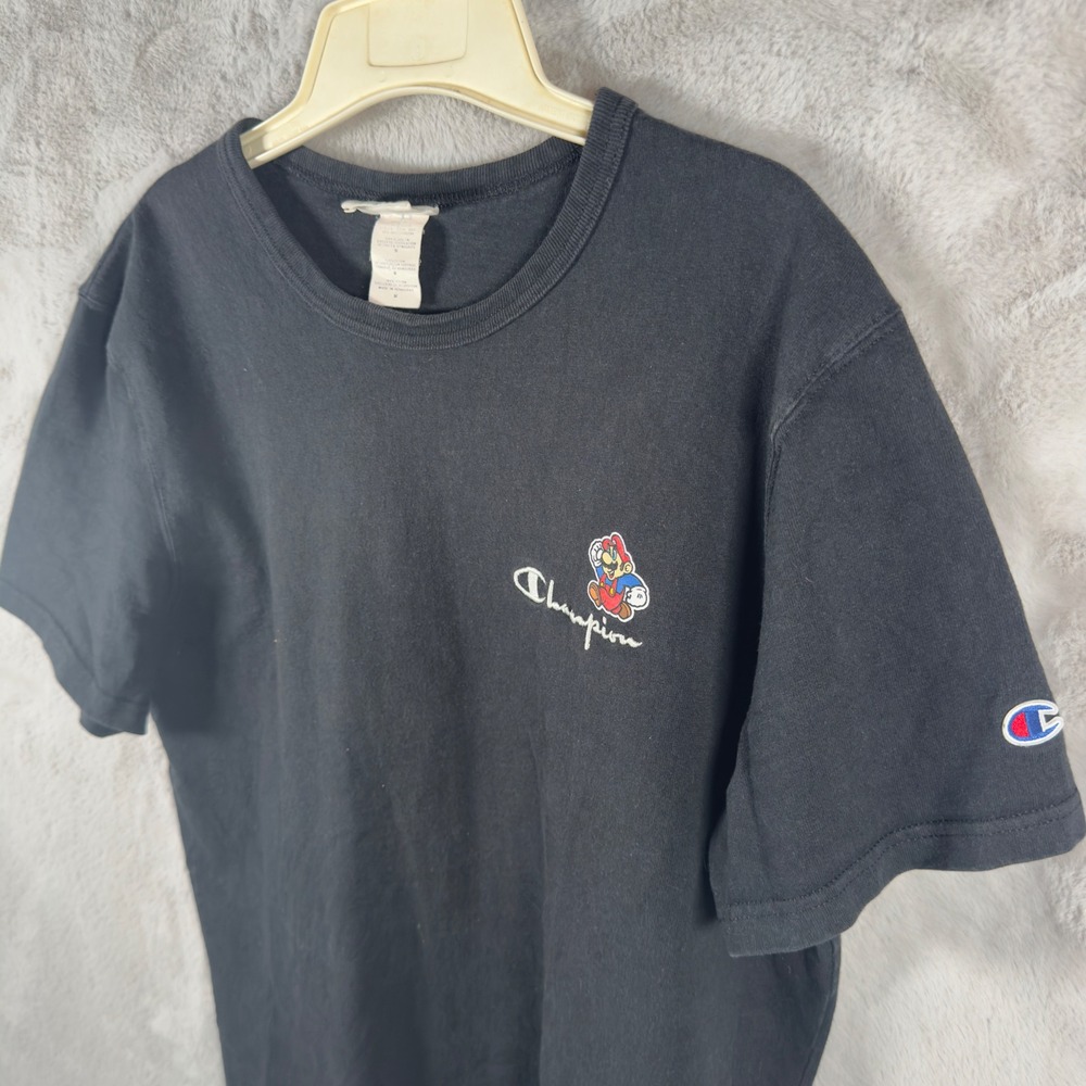 Champion Super Mario Bros Nintendo Graphic T-Shirt‎ Mens Medium Black Cotton